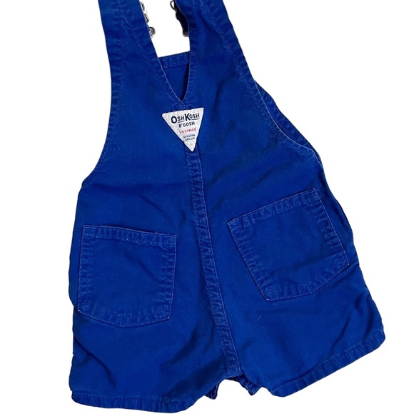 Vintage 80s Osh Kosh b’Gosh Blue Vestbak Shortalls Overalls Shorts 6-9 months - Picture 2 of 4